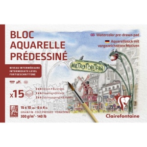 Clairefontaine Blocco acquerello 15x10cm predisegnato CITTA'